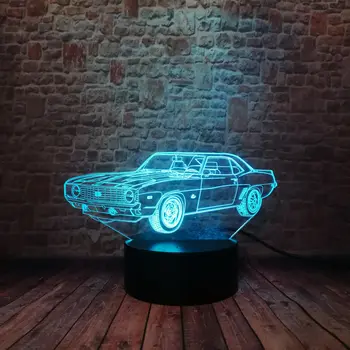 

Flashing 3D Illusion Lamp LED 7 Colorful Change Desk NightLight Littel Car Model Toys