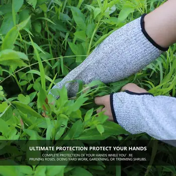 

1 Pair Cut Resistant Sleeves 14-Inch Arm Protection Knit Sleeves - Level 5 Protection, Slash Resistant Sleeves with Thumb Slot H