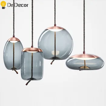 

Nordic Loft Rope Design Glass Pendant Lights Kitchen Hanging Lamp Living Room Restaurant Pendant Lamp Luminaire Cafe Lighting