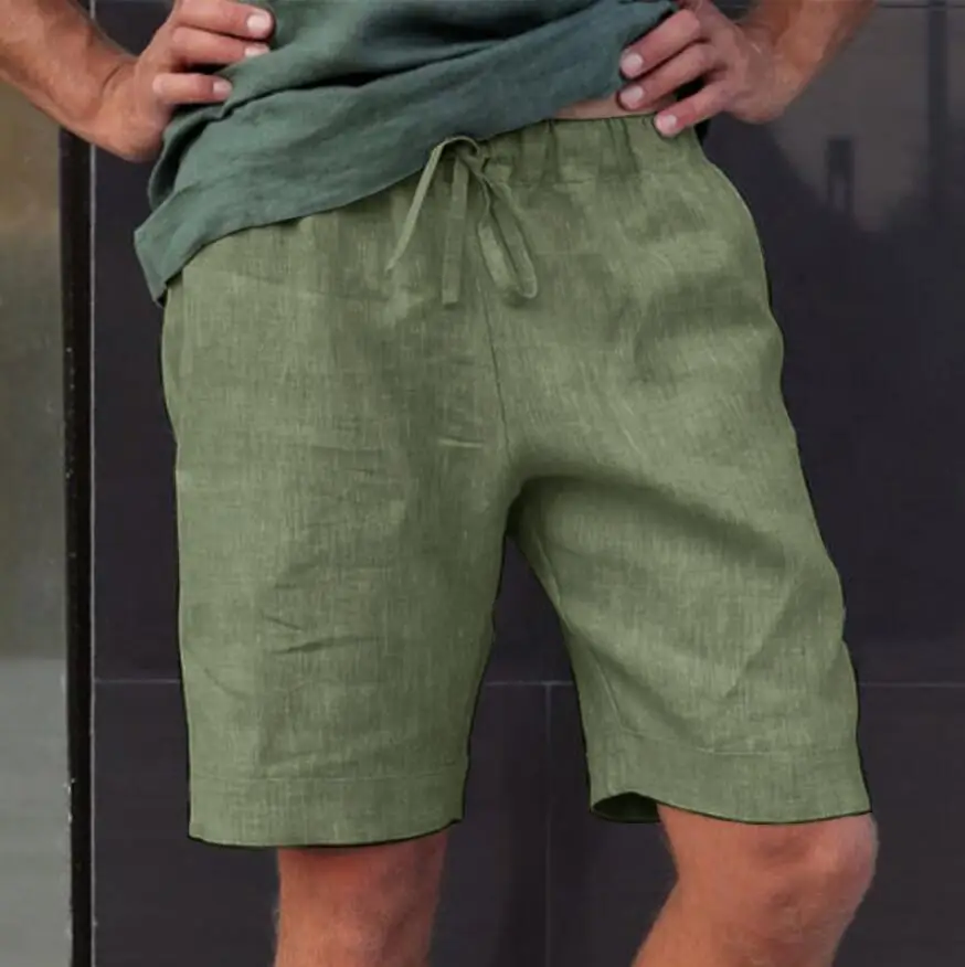 Mens Linen Casual Yoga Shorts Summer 