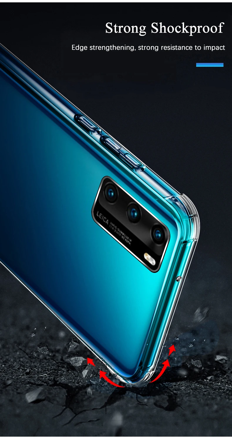 Luxury Shockproof Soft Case For Huawei P40 P30 P20 Lite Nova 5 5T 6 7 8 Pro SE Silicone Clear Case Cover Ultra Thin Airbag Shell cute iphone se cases