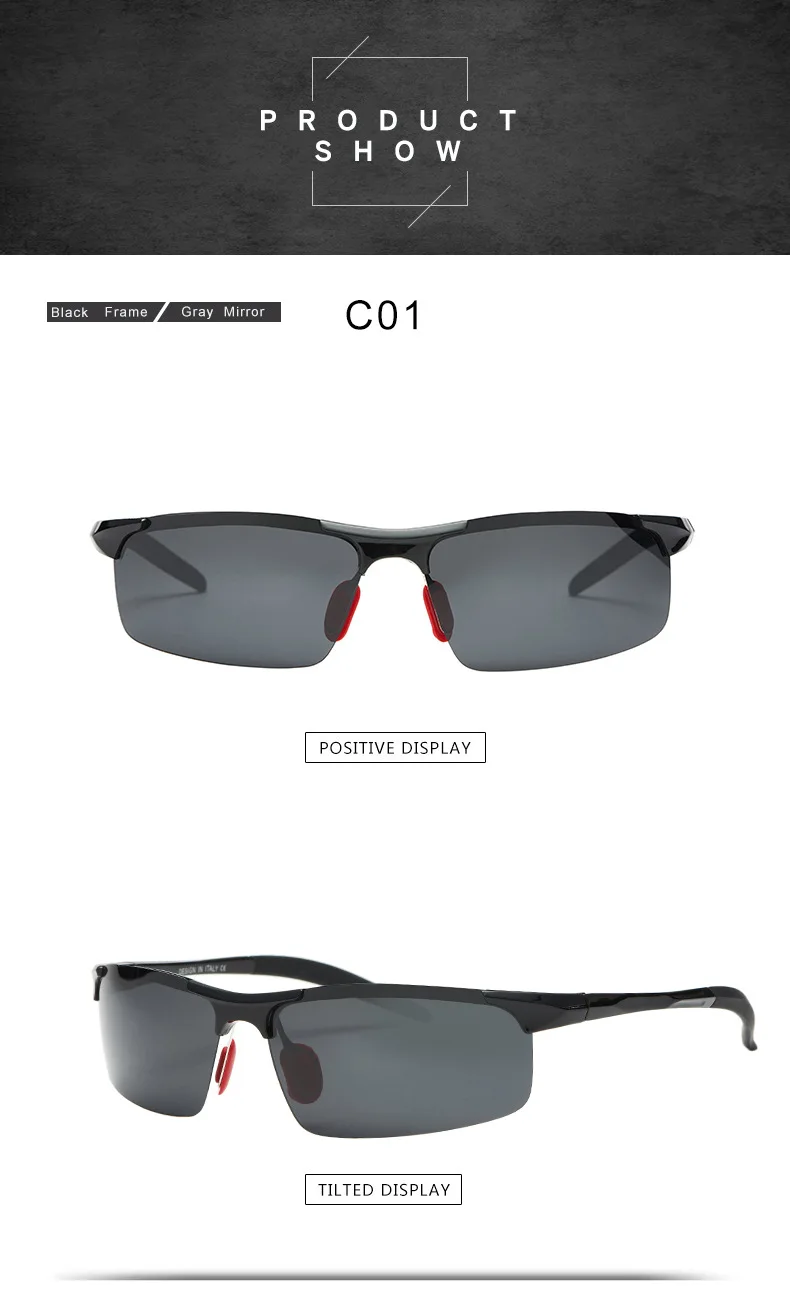 Поляризованные солнцезащитные очки для мужчин без оправы квадратные Обесцвечивающие солнцезащитные очки для вождения винтажные ретро-очки UV400 Gafas De Sol - Цвет линз: C01