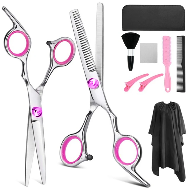 10 Pcs Set 6 '' Color Hair Scissors With Bag Comb Clip Hair Cutting Barber  Makas Haircut Thinning Shears Hairdressing Scissors - Hair Scissors -  AliExpress