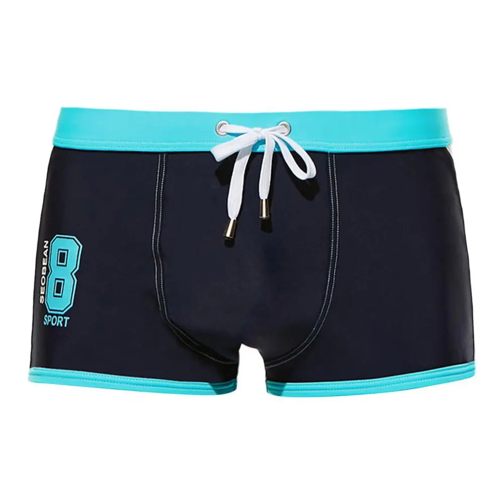 Dark Blue Новинка, летние мужские камуфляжные шорты с цифровой завязкой и низкой талией, сексуальные шорты-боксеры, мужские плавки 11,14 - Цвет: Dark Blue