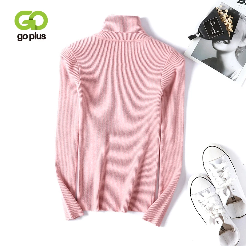 Женский вязаный свитер-водолазка GOPLUS плотный теплый джемпер с длинным рукавом