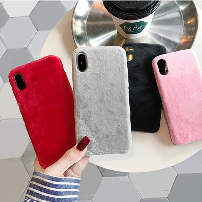 Чехол для Huawei Mate 30 Pro V9 V10 P10 P20 P30 Honor 9 10 8x9x20 зимний теплый меховой Пушистый Плюшевый