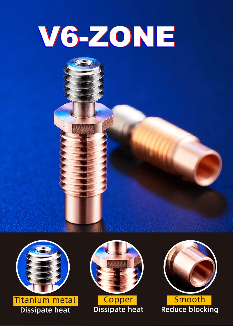 3D Drucker NF V6-Zone Wärme Pause Kupfer & Luft-Und Raumfahrt Materialien Throat Für 1,75mm Düse V6 HOTEND Heizung Block – Detail 1