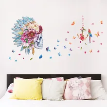 Zy067 стиль 3D креативный череп спальня фон декоративной живописи наклейки на стену Съемная Фреска