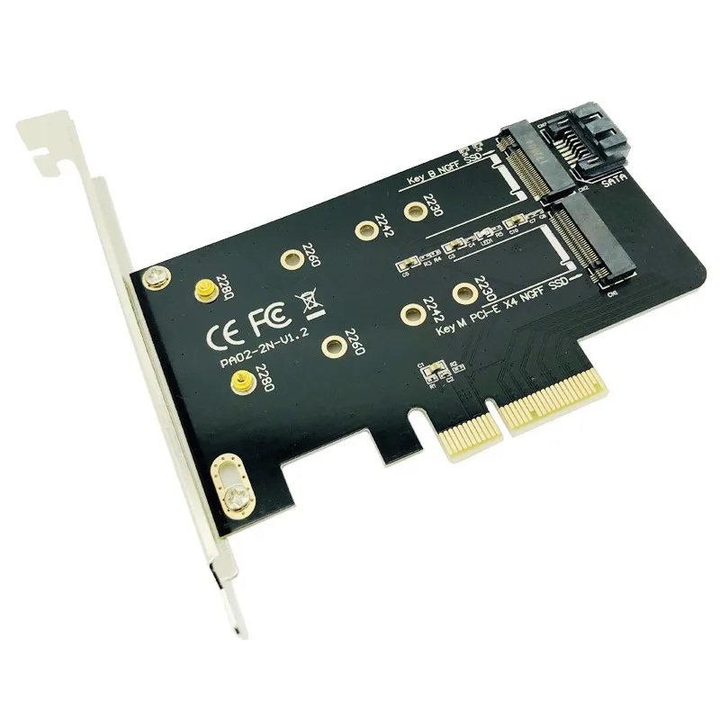 Адаптер PCIE-M2 M2 SSD NVME M Key на базе SATA B к PCI-E 3 0x4 контроллеру конвертерная карта