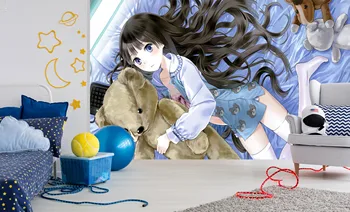

[Self-Adhesive] 3D Girl Holding A Bear 20135 Japan Anime Wall Paper mural Wall Print Decal Wall Murals