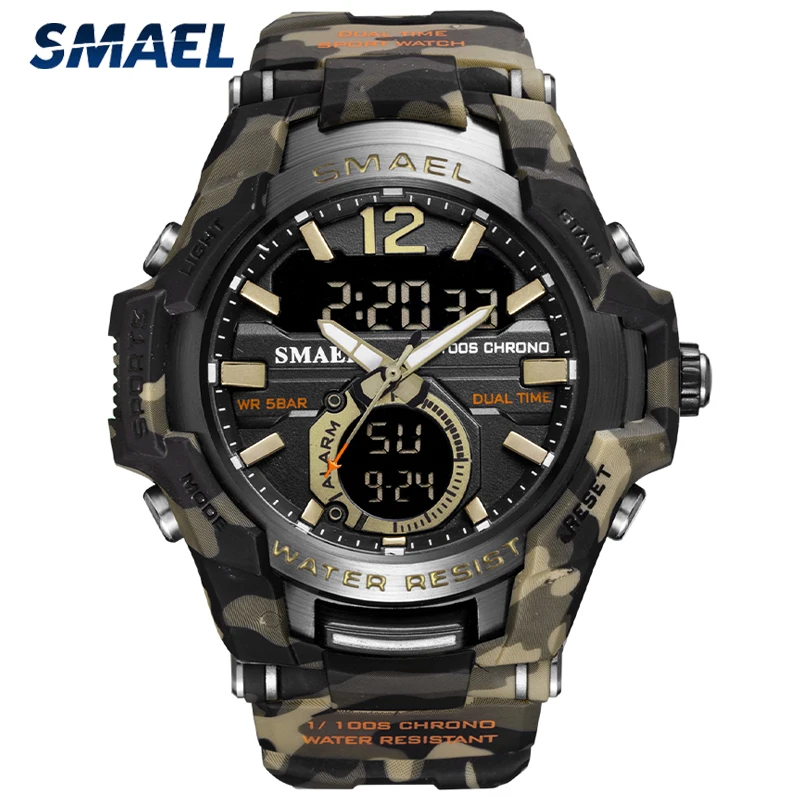 

SMAEL Mens Dual Display Watches Luxury Brand Waterproof Luminous Watch Men Fashion Sport Military Digital Quartz Wrist Watch