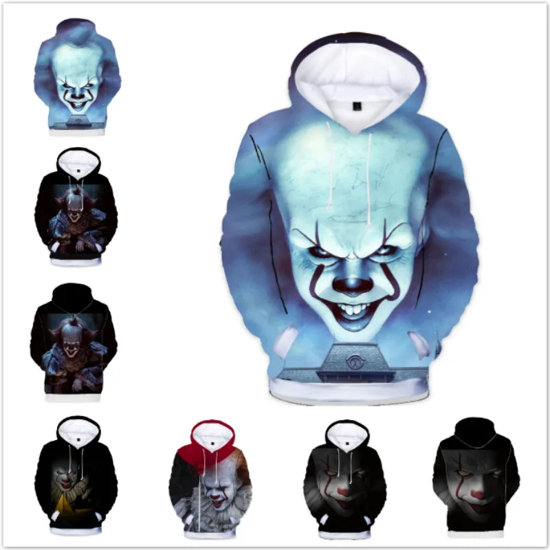 Толстовки с капюшонами с изображением клоунов из фильма ужасов; толстовка с объемным черепом; Спортивный костюм для маленьких мальчиков и девочек; детская футболка; Детские костюмы; пуловер; футболка