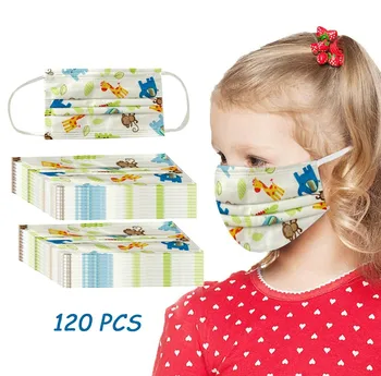 

120PC New Disposable Cute Children Printing Pattern Mask Children Disposable Mask for Kids Scarf Face Mouth Mask mondkapjes