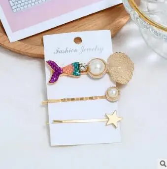 60 компл./лот 3 шт./компл. DIY Простые мульти морские раковины звезды заколки для волос сплав Русалка заколки для волос Инструменты для укладки волос аксессуары HA861 - Цвет: 1