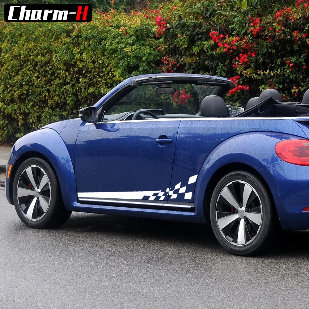 2 шт. автомобильный стиль Клетчатый флаг двери боковые полосы тела виниловая наклейка наклейки для Volkswagen Beetle 2011-настоящее время аксессуары