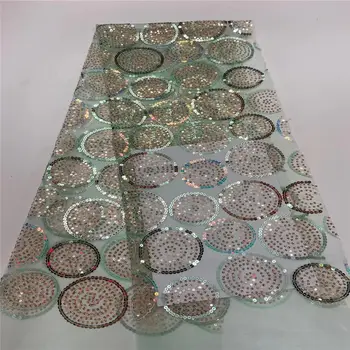 

2020 new African sequined lace fabric guipure lace French tulle lace fabric and green sequined high quality Nigerian lace fabric