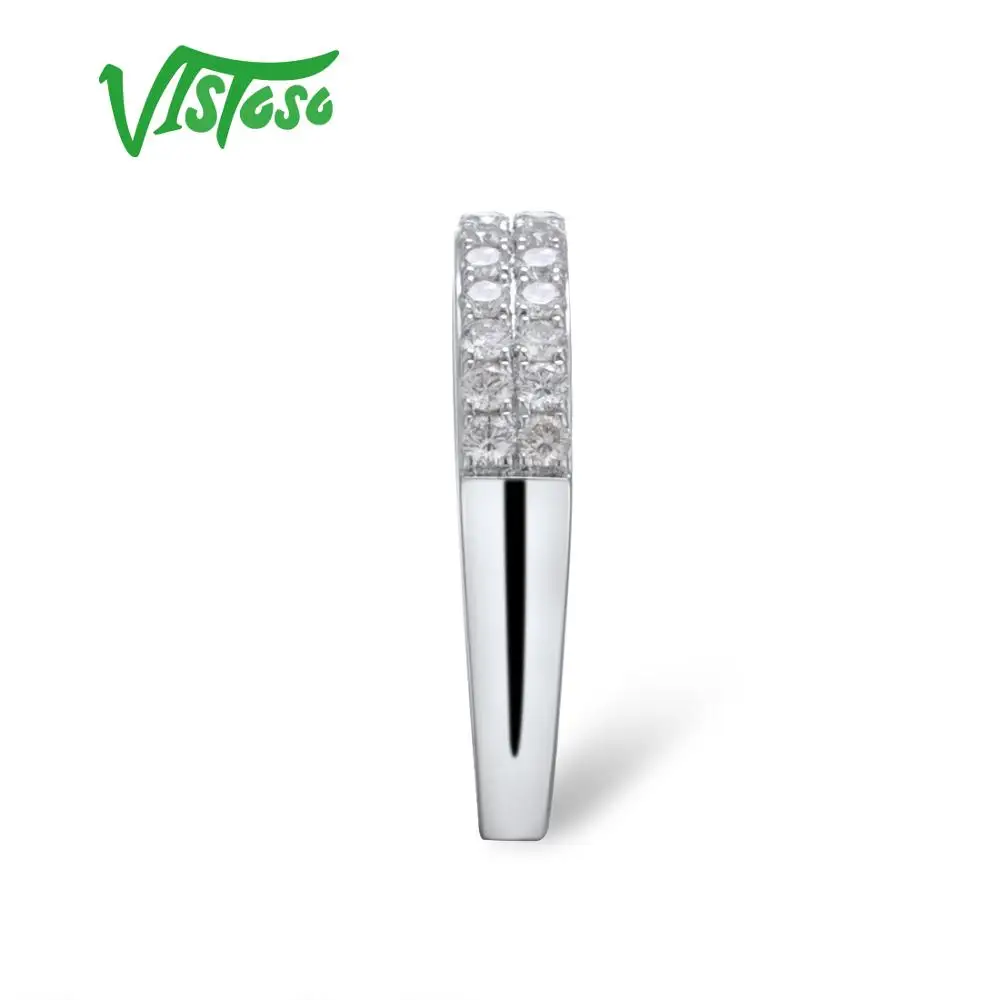 VISTOSO оригинальные 14K 585 из белого золота, украшенные сверкающим бриллиантом изящное кольцо для Для женщин для годовщины помолвки мода модные ювелирные изделия