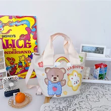 

Canvas Mini Tote Bag Women Shopper Bag Luxury Designer Handbag 2021 Fashion New Cartoon Little Bear Kawaii Bucket Crossbody Bags