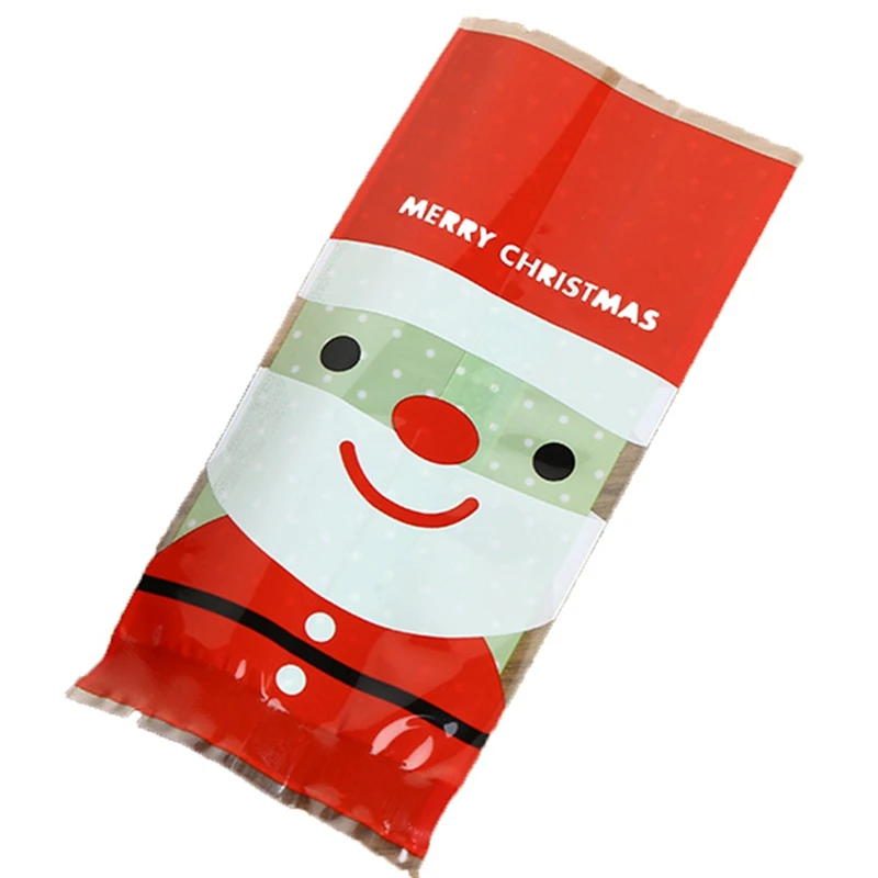 100pcs 100 шт./лот милые Мультяшные подарки Сумки Упаковка для рождественского печенья самоклеящиеся пластиковые пакеты для печенья на день рождения торт посылка - Цвет: 100pcs