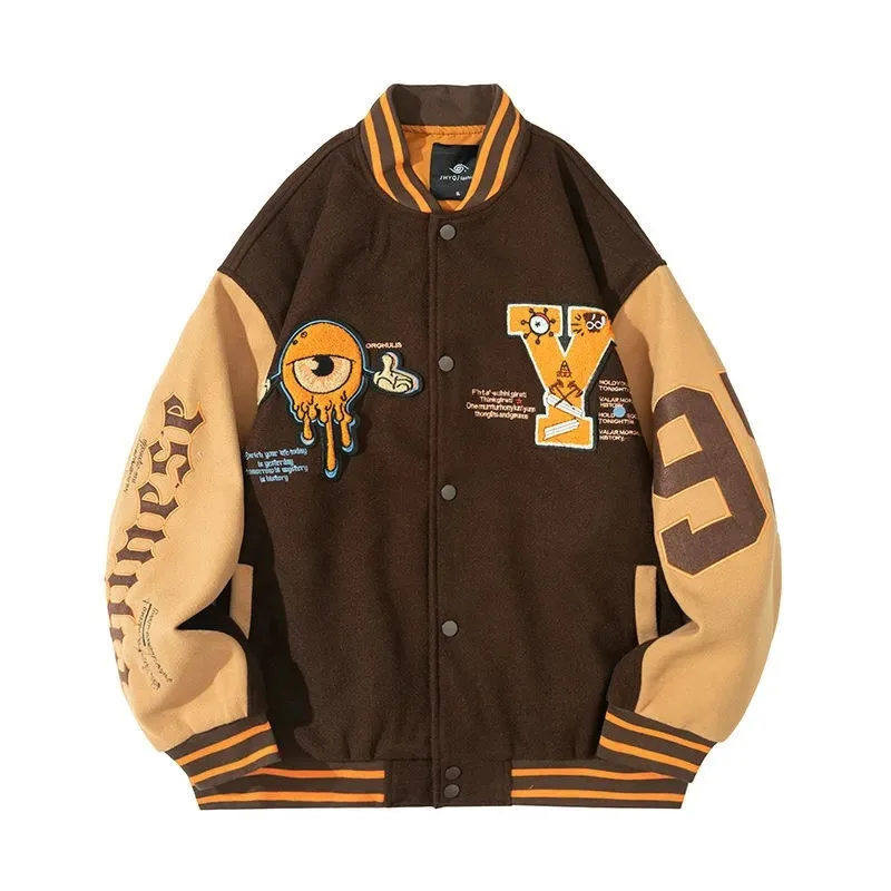 Y Letter Varsity Baseball Bomber Jacket Men Cotton Women's Oversized Coats Black Brown Hip Hop University College Uniform Loose yale heritage university dan cable beanie black