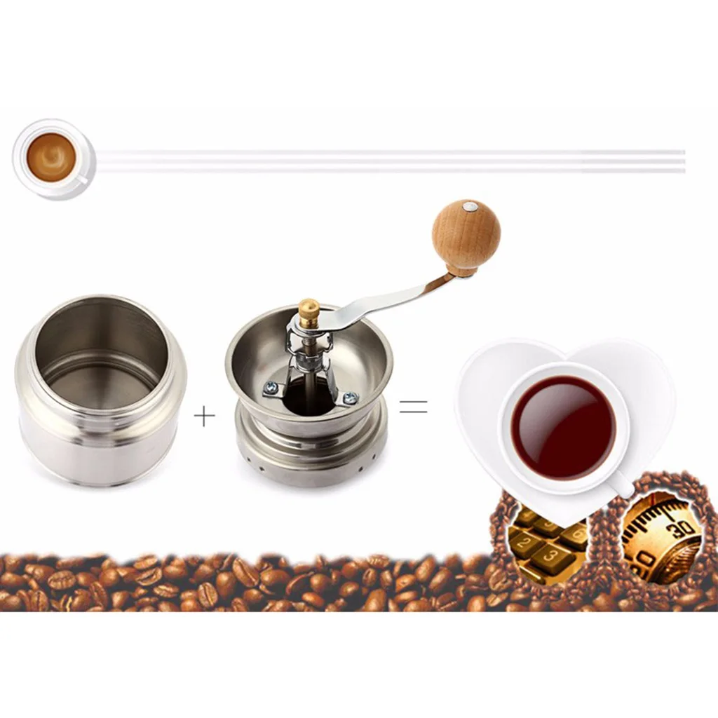 Metal Coffee Grinder Mill Manual Ceramic Burr Hand Grinding Dry Herbs/Spices