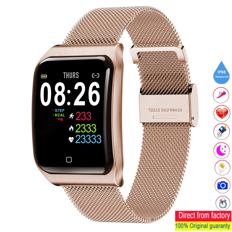 

F9 Smart Watch Men IP68 Waterproof Steel Case Strap Heart Rate Blood Pressure Monitor 50 Days Standby Sport Smartwatch