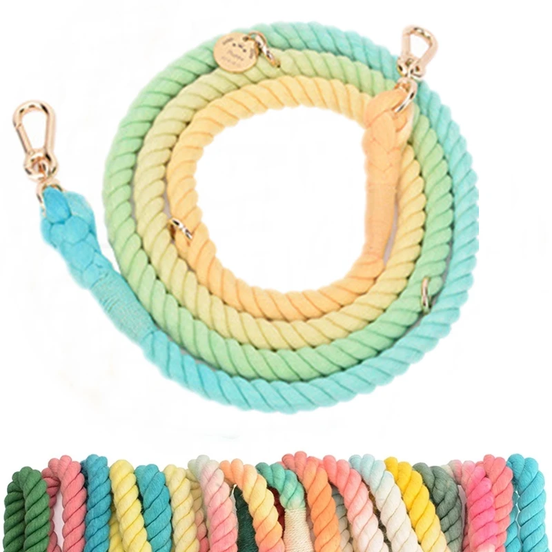 Collar de cadena de Metal con gradiente para perro de colores, collares para perros, correa para caminar al aire libre, entrenamiento, cuerda de tracción larga