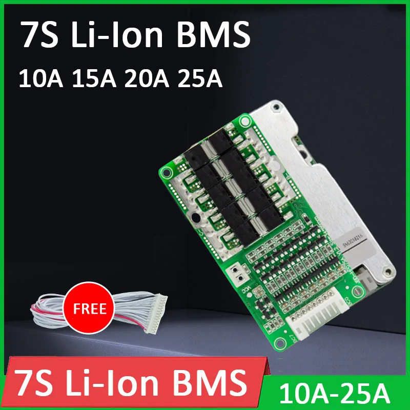 

BMS 7S 24V 18650 Li-Ion Lithium Battery Protection Board WITH Balancer Energy Storage Solar Street Lamp 3.7V 10A 15A 20A 25A