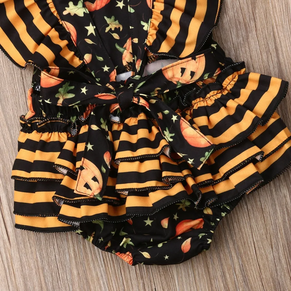 Baby sleeveless pumpkin clothes newborn infant baby clothes girl Halloween rumpkin romper bodysuit clothes outfits 40A1 (13)