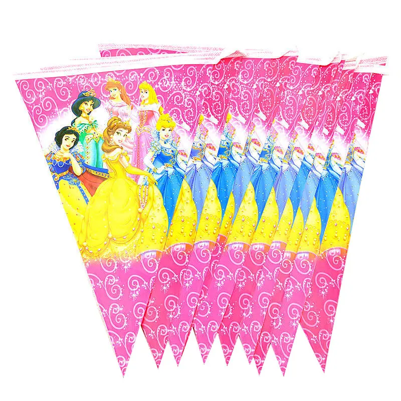 Flags-10Pcs Шесть принцесс тема Белоснежка День рождения украшение Золушка тема скатерть чашки тарелки вечерние принадлежности для душа ребенка - Цвет: Flags-10Pcs