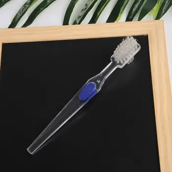 

1Pc 1Pc 21.6x7.3cm Double Sided Denture Dedicated Brush Ultra Soft Bristle Head False Teeth Toothbrush Oral Hygiene Care With