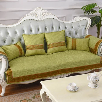 

Chenille Sofa Cushion Cover 4 Seasons Universal Non-slip Slipcover Seat Cushion For Living Room Coffee Blue Green Couch Covers