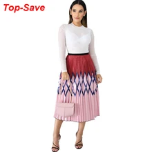 Модная Повседневная японская плиссированная юбка с принтом и высокой талией, летняя Макси-юбка, элегантная уличная одежда, длинные юбки-карандаш, женская одежда