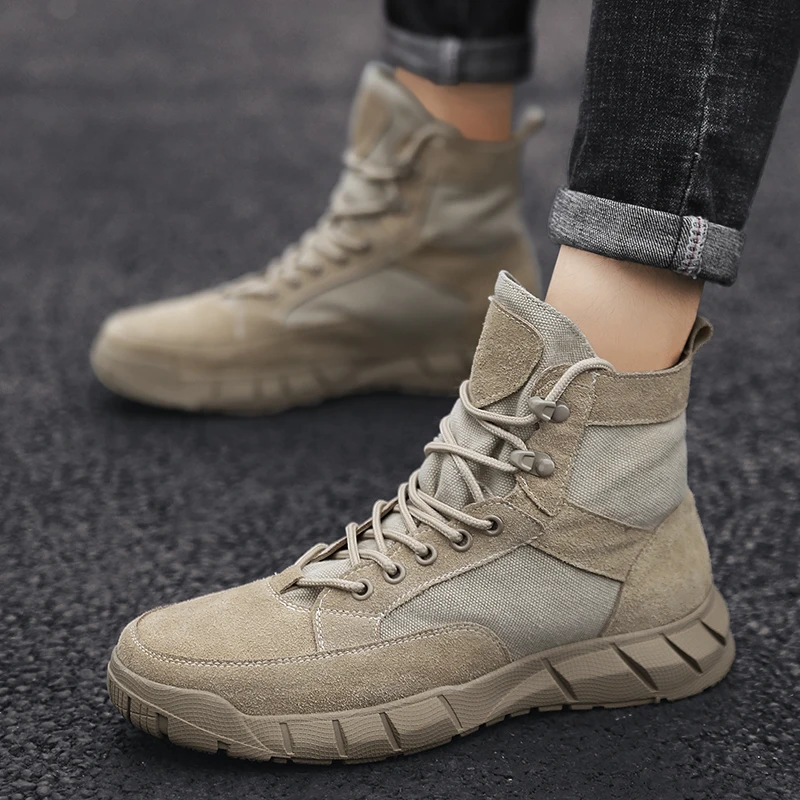 

Spring/Autumn Man Military Boots Outdoor Tactical Training Boots Comfortable Desert Boots Mens Anti-Slip Military Combat Boots