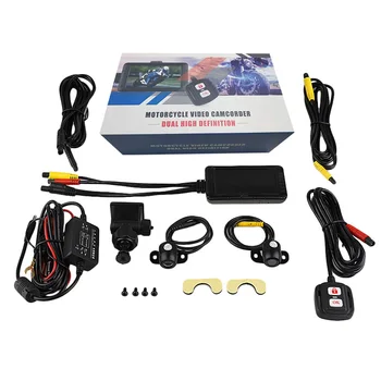 

3inch Driving Recorder Front Rear Night Vision LCD Waterproof DVR Camera Remote Control Video Electronic Motorcycle HD 1080P