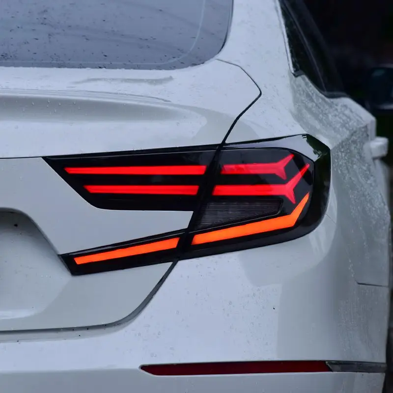 Задних сигнальных огней, сборка для Honda Accord светодиодные ходовые огни Светодиодный светодиодный стоп-сигнал последовательный сигнал поворота - Цвет: smoked black