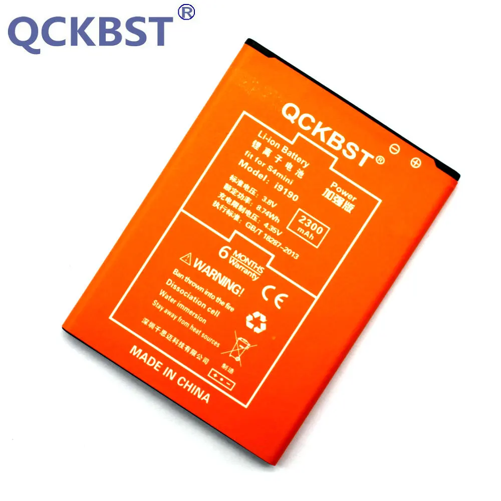 QCKBST B500BE 3 контактный аккумулятор для Samsung GALAXY S4 Mini I9190 I9192 I9195 I9198 S4Mini Phone 2300 мАч