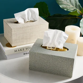 

Simple Tissue Box Multiple Materials Leather Burlap Tissue Box Nordic Modern Tissue Holder Modern Home Decoration Accessories