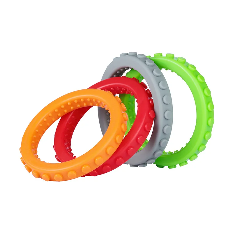 Sensory Chew Wristband Chewy Kids Silicone Biting Circle Teether Toy, Silicone Teether for Children with Autism Teething Toys 5