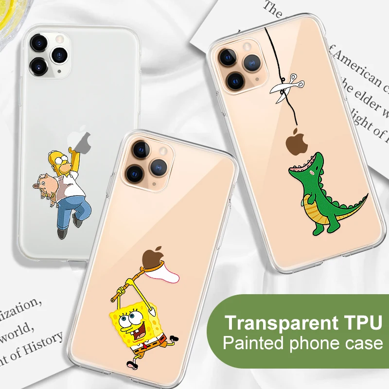 

Funny Cartoon Phone Case For iPhone 11 Pro 11Pro Max Case Printed Cartoon Cat Soft Silicone TPU cover Shell For iPhone11 Pro Max