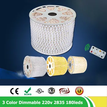 

Dimmable 220V 5630SMD Warm white LED strip light with EU plug LED lamp 180leds/m 50M Outdoor Home Decor String light