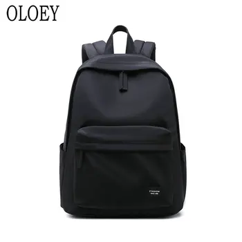 

The New Women's 2019 Small fresh Nylon Waterproof Backpack Lady Backpacks for teenage girls Cartoon leisure Backpack Solid color