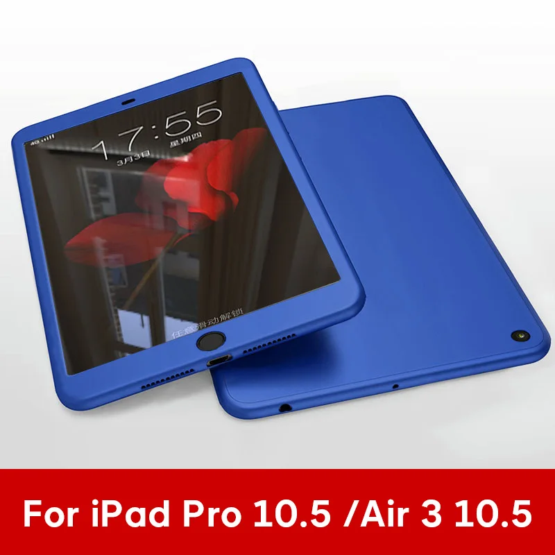 Pro 10.5 Air 3 NV Силиконовые 360 Полное покрытие чехол для ipad 9,7 чехол для ipad 10,2 для ipad mini, 4, 5, чехол для ipad Pro 10,5 воздуха на возраст 1, 2, 3, со стеклом - Цвет: Pro 10.5 Air 3 NV