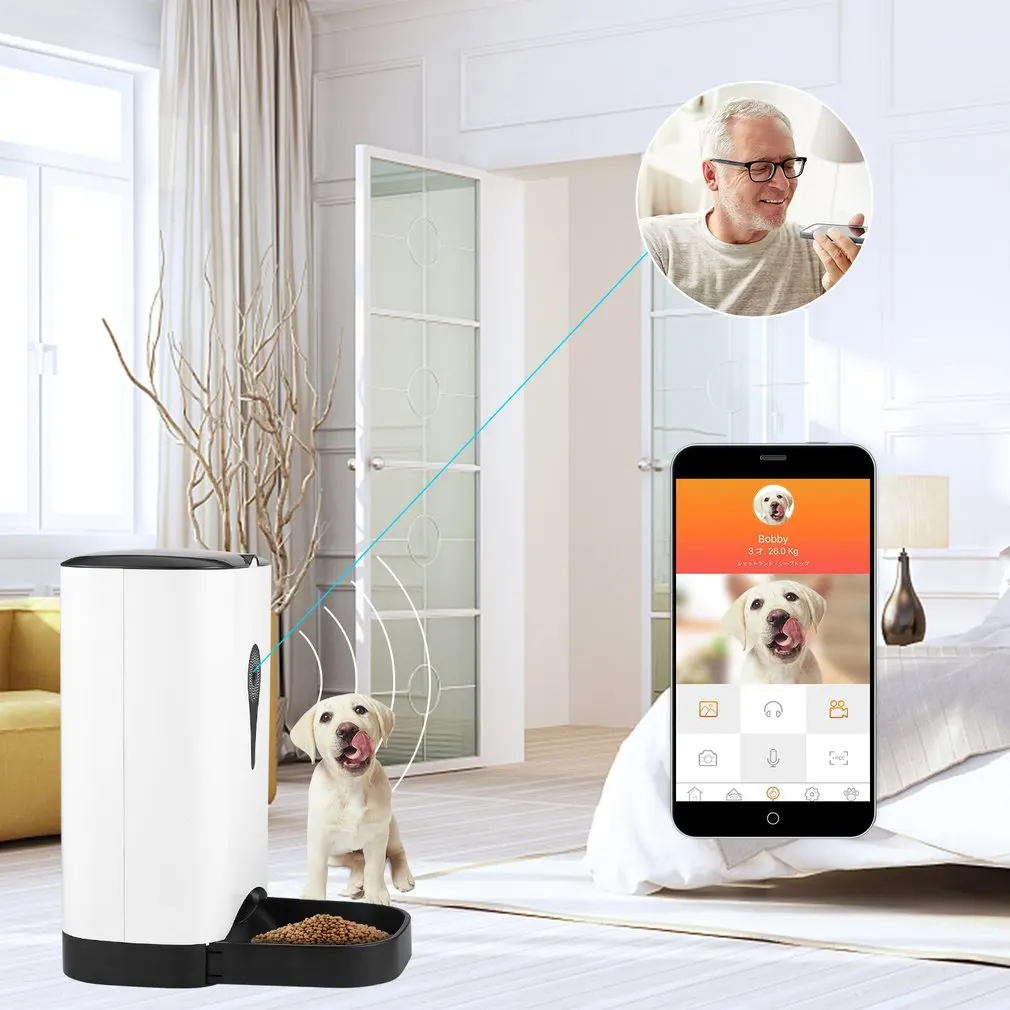 Умная автоматическая кормушка для домашних животных с беспроводной камерой для собак и кошек с мобильным приложением, управляемым IOS Andorid Smart Mobile Devices