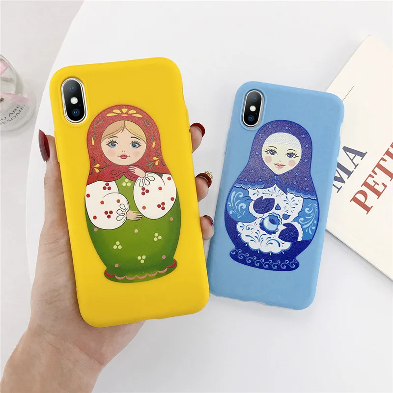 

moskado Russian Doll Phone Cover For iPhone 7 8 7Plus 6 6S Plus Soft Back Case For iPhone 11 X XR XS Max Matryoshka Phone Cover