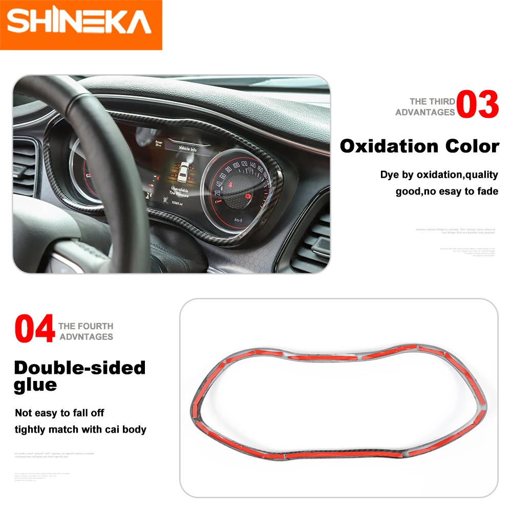 SHINEKA интерьерные молдинги для Dodge Challenger+ украшения для приборной панели автомобиля крышки кольца наклейки для Dodge Challenger