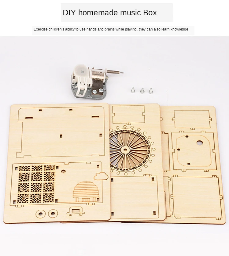 DIY деревянная музыкальная шкатулка с рукояткой заводная работа детские игрушки