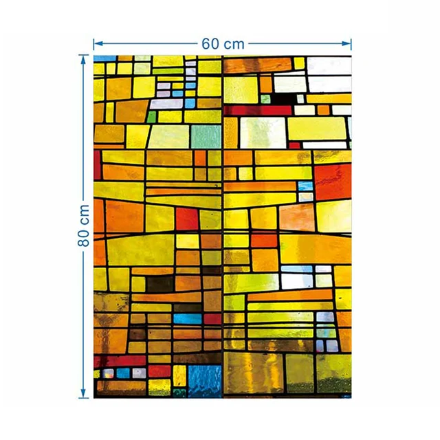 Retro Style Church Painting Art Static Cling Frosted Stained Glass Film Room Bathroom Privacy Window Stickers 6