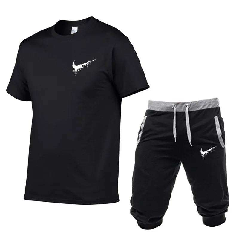 

New 2019 Brand Men Sets Summer Running Sets Men Sport Suits Gym Fitness Training Breathable Tracksuit Jogging Suits