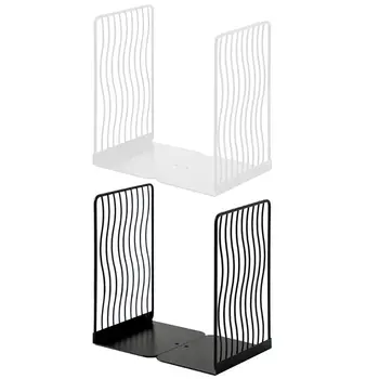 

1 Pair Nordic Iron Bookends Book Stand Support Desktop Office Magazine Organizer Rack Shelf Holder